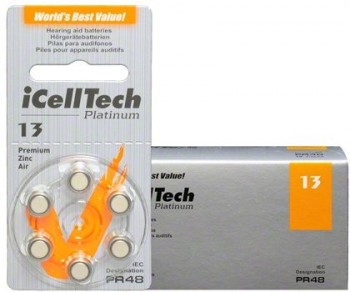 ICellTech 13 (60 батареек) - Батарейки для слуховых аппаратов и речевых процессоров купить в Екатеринбурге | Интернет-магазин Батарейки66