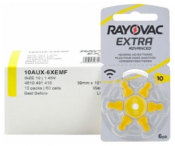 Rayovac 10 (60 батареек) - Батарейки для слуховых аппаратов и речевых процессоров купить в Екатеринбурге | Интернет-магазин Батарейки66